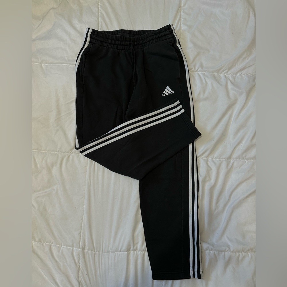Adidas Kids Black Joggers with White Stripes